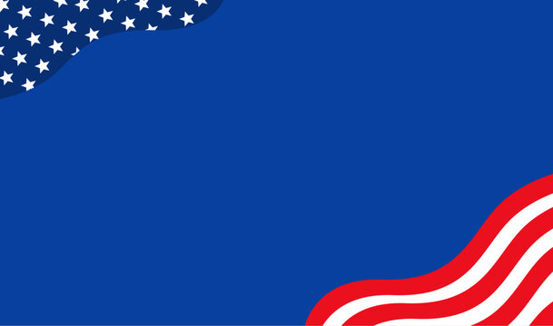 American flag design with stars, blue background, and wavy red and white stripes. Suitable for patriotic themes, backgrounds, and celebrations. Symbolizes pride and unity.
