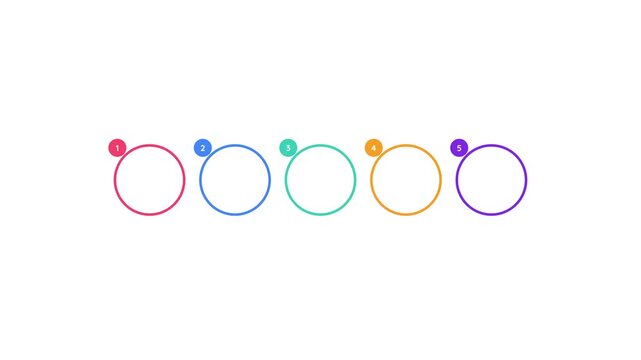 Animated 5 steps infographic circle. Business presentation template 4K animation