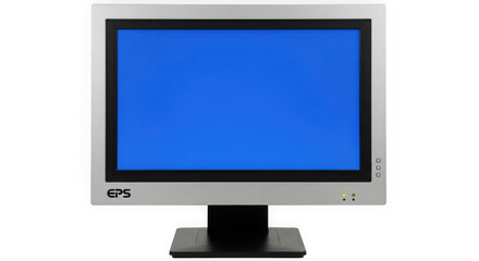 Fototapeta premium Modern computer monitor with a bright blue screen display isolated on transparent background