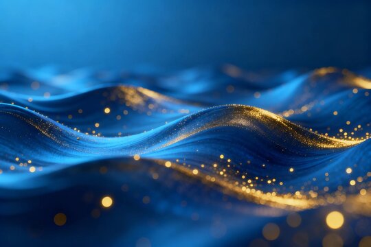 Blue and Gold Abstract Wave Background