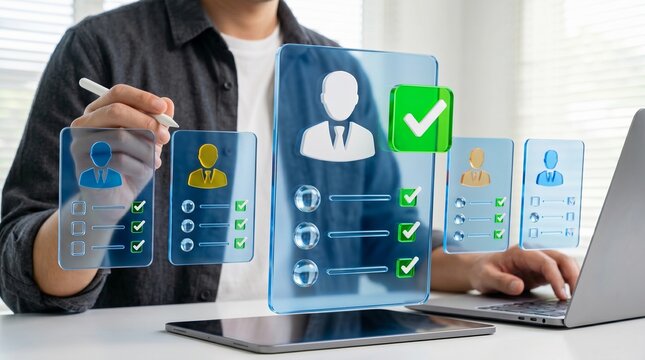 HR Candidate Screening and Selection System with Digital Checklist. Recruitment Workflow for Talent Decision Making and Hiring Process Optimization