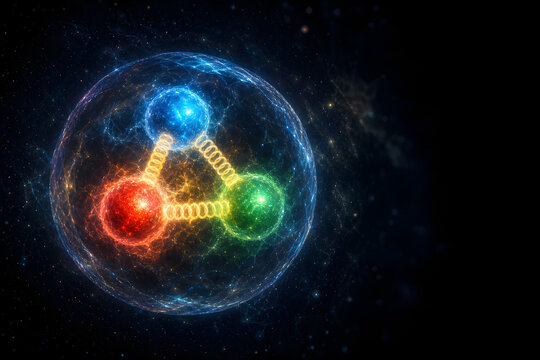 Gluons Binding Three Quarks In Luminous Atomic Core