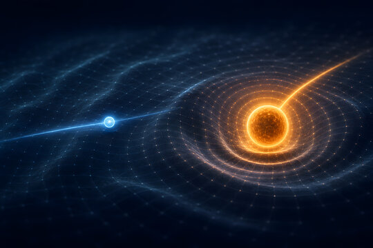 Particles Moving Through the Higgs Field Illustration