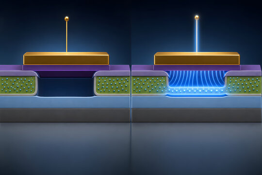 Gate field forming a conductive channel bridge