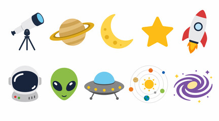 Colorful Space and Astronomy Icons Collection. © Herman
