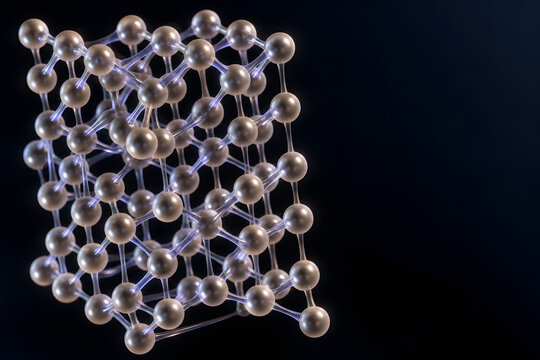 Glowing silicon crystal lattice on dark scientific background