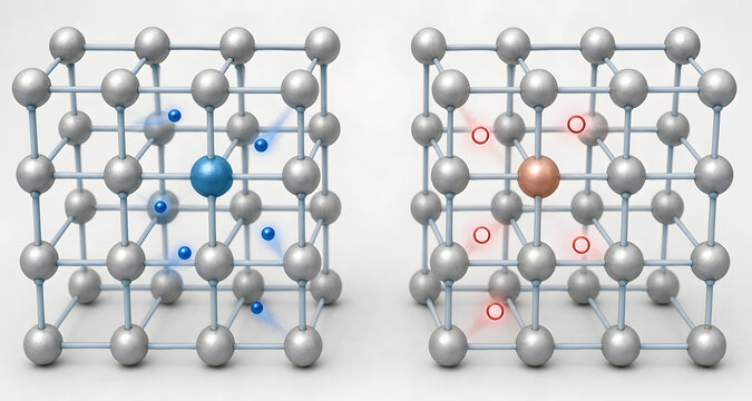 N type and P type semiconductor lattice comparison