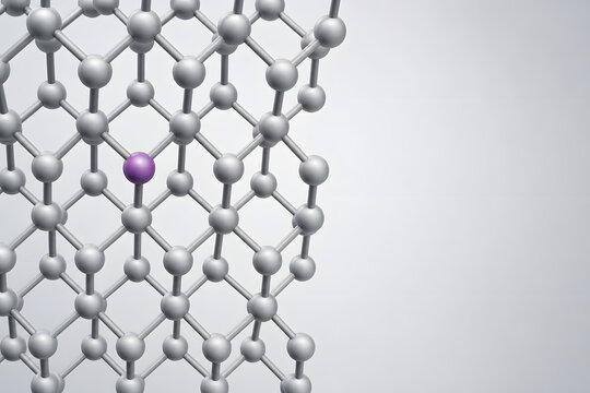 Dopant atom highlighted in silicon crystal lattice