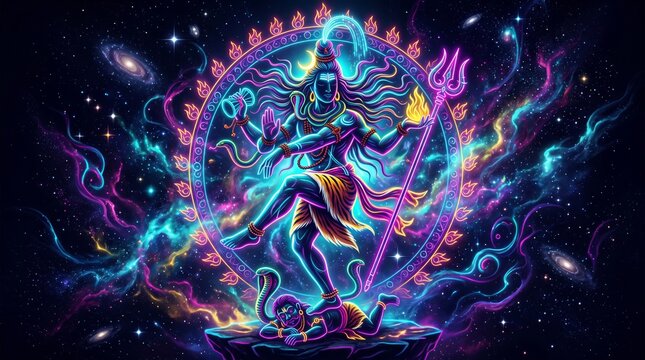 Hindu gods cosmic art of lord shiva performing the tandava dance with religion spiritual hinduism
