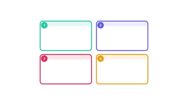 Animated 4 steps infographic matrix quadrant. Business presentation template 4K animation