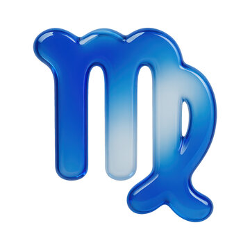 PNG Glossy blue Virgo symbol illustration.