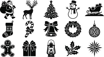 Naklejka premium Christmas icons and symbols