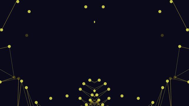 Abstract Digital Network Visualization on Dark Background with Connecting Points and Lines, Representing Data Flow and Technology