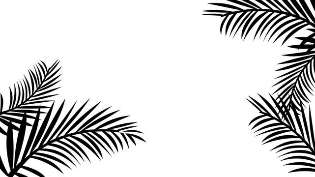 Minimal tropical palm leaf corner border isolated on white background for elegant design projects