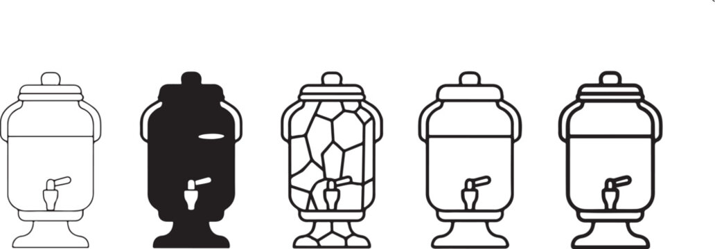 Beverage Dispenser Line Icons Set, Drink Server Outline Vector Collection for Catering and Restaurant Design