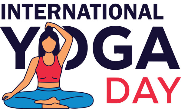 International Yoga Day Banner with Woman in Meditation Pose