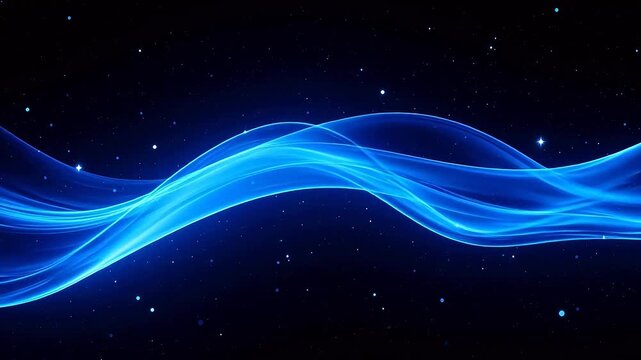 Blue glowing wave in space