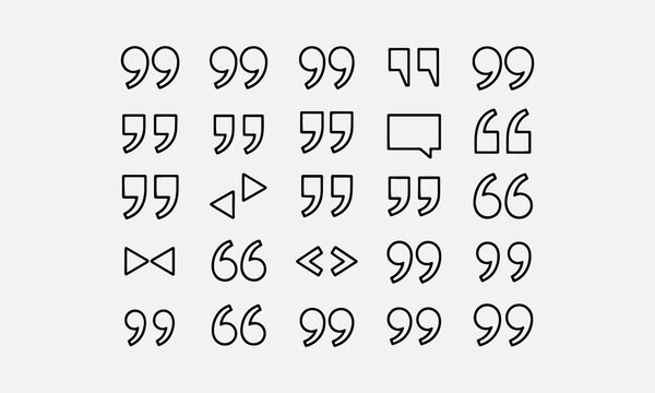 Quote marks set, speech marks. Quotes icon set, inverted commas or talking marks collection 