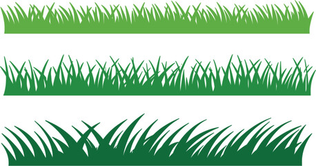 Green Grass Border Collection, Natural Lawn Landscape Vector Set for Garden Ground Design Elements Editable Graphics © misla