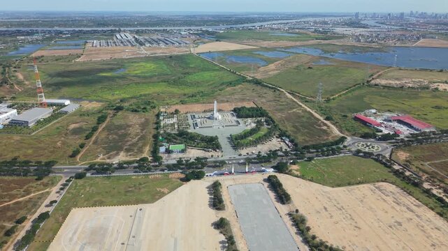 Win-Win Memorial Park Drone Shot Phnom Penh City Cambodia