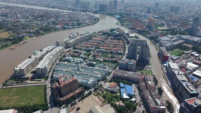 Koh Pich Drone Shot Phnom Penh City Cambodia 3