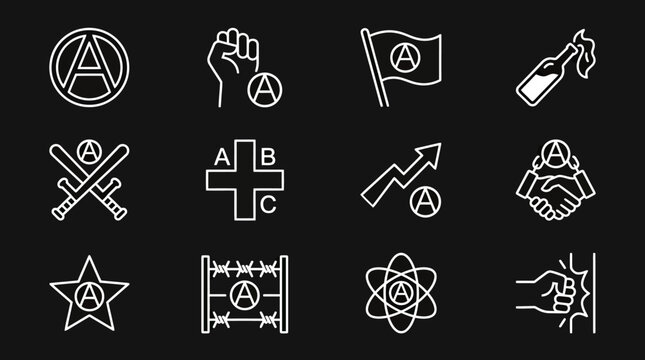 Collection of anarchy symbols and related icons