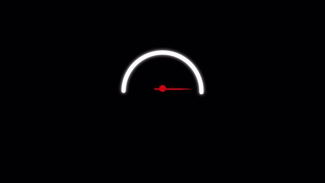 Speedometer Animation on Transparent Background. Rating Meter, speed meter animation, speed test icon. Internet speed test animation with Alpha Channel in 4K