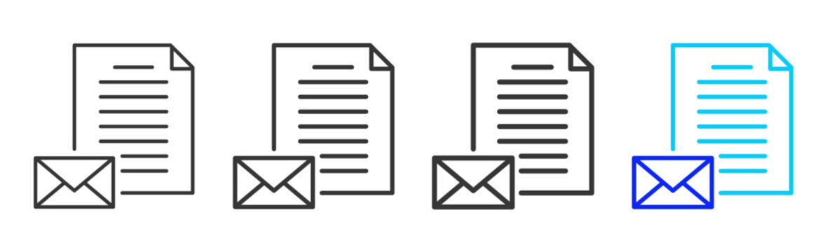 Mail Document Icon Collection Creative Outline Style for Documents Business Management Documentation Workflow Reporting Compliance Audit Office File System Vector Set
