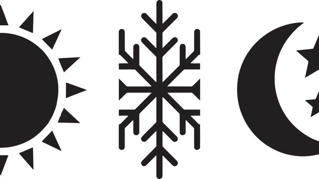 Weather icons with sun snowflake and crescent moon