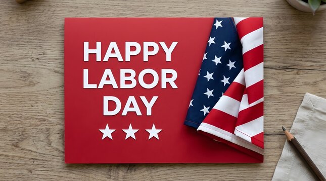 Happy labor day celebration with american flag