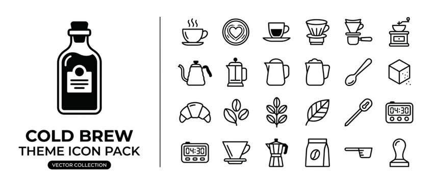Cold Brew Coffee Icon Pack Vector Collection
