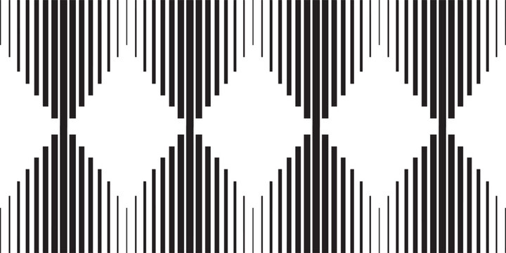 Abstract geometric pattern with repeating black lines on a white background.