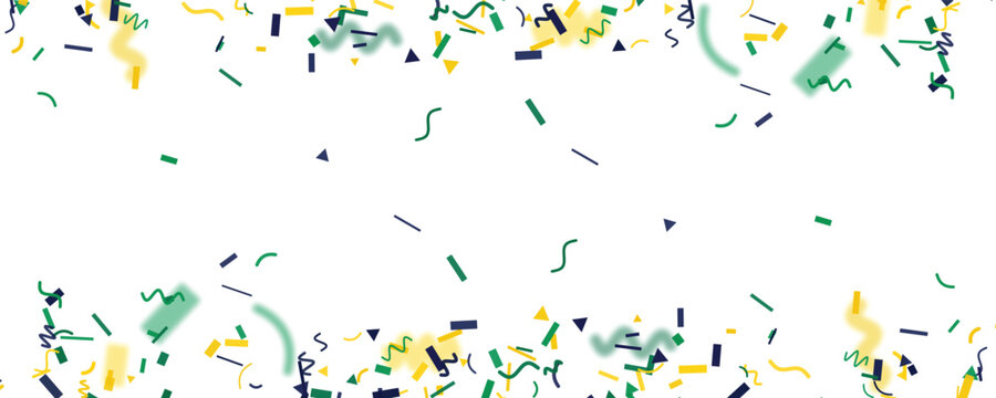Confetti celebration border with vibrant colors against a clean white background for festive events and parties