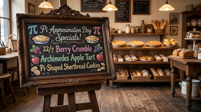 Bakery Chalkboard Menu Sign Advertising Pi Approximation Day Specials
