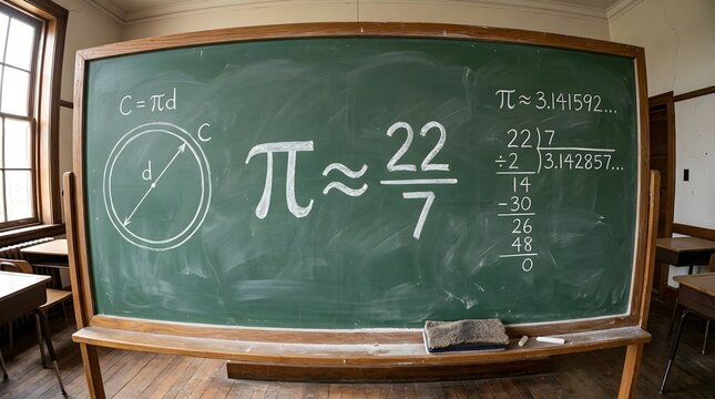 Chalkboard Diagram Explaining 227 Fraction Approximation