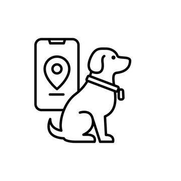pet tracking ico for dog or cat in outline style