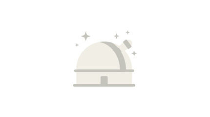 Fototapeta premium Illustration depicts a planetarium building with a domed roof and stars.