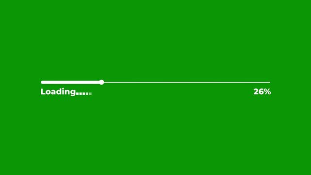 Professional Progress Bar Animation from 0 to 100 Percent, White Loading Interface Element, Motion Graphics in After Effects on green Background, 4K Video