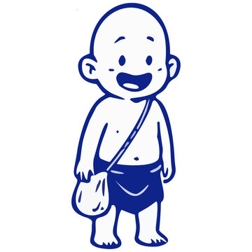 Cute Chibi Indonesian Ghost Tuyul Bald Baby Spirit Navy Blue
