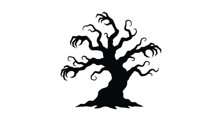 Fototapeta premium Silhouette of a twisted spooky tree with bare branches.