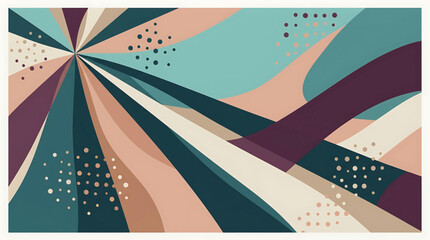 Abstract Geometric Landscape with Colorful Rays and Organic Shapes in Earthy Tones. © Vuny