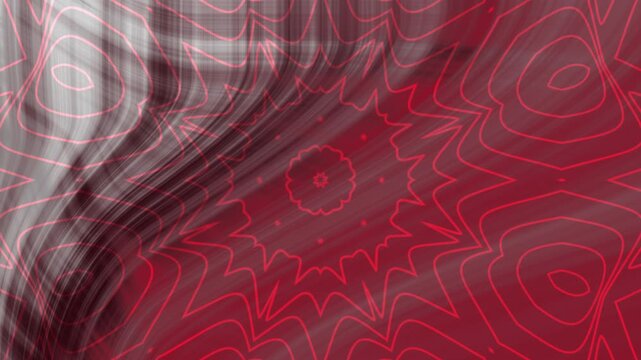 Abstract red mandala lines on dark red and gray gradient background fabric, perfect for backgrounds, graphic design, and artistic projects needing geometric elements.