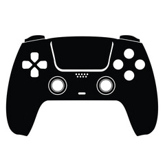 Black Silhouette of Modern Game Controller Icon Isolated on White Background © Sukma