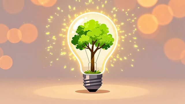 Light bulb with tree inside