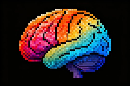 Colorful Pixel Brain Graphic