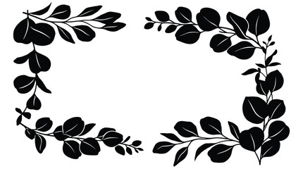 Elegant botanical corner frames made of lush eucalyptus leaves silhouettes on transparent background for wedding invitation and card decor design. © MST DESIGN