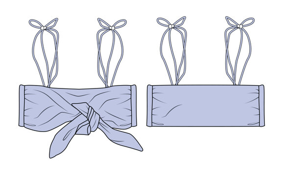 Bralette bra vector mockup template technical flat design.