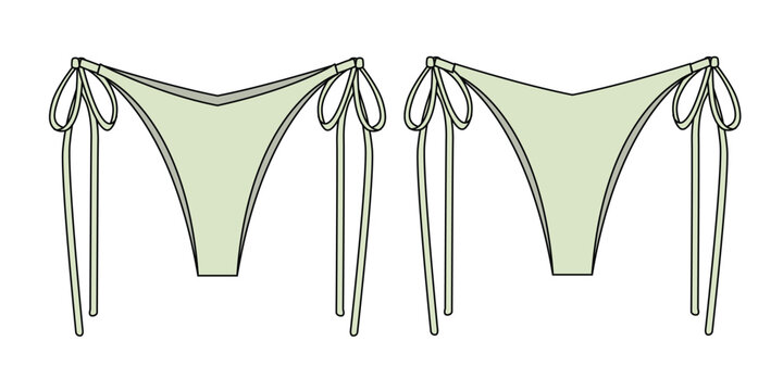 Bikini bottom technical drawing vector mockup template.