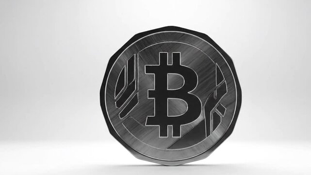 Digital Finance Token with Metallic Reflection on White Background Minimal Fintech Banner