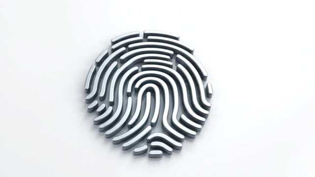 Glowing Digital Fingerprint Icon on White Background Cybersecurity Authentication Banner